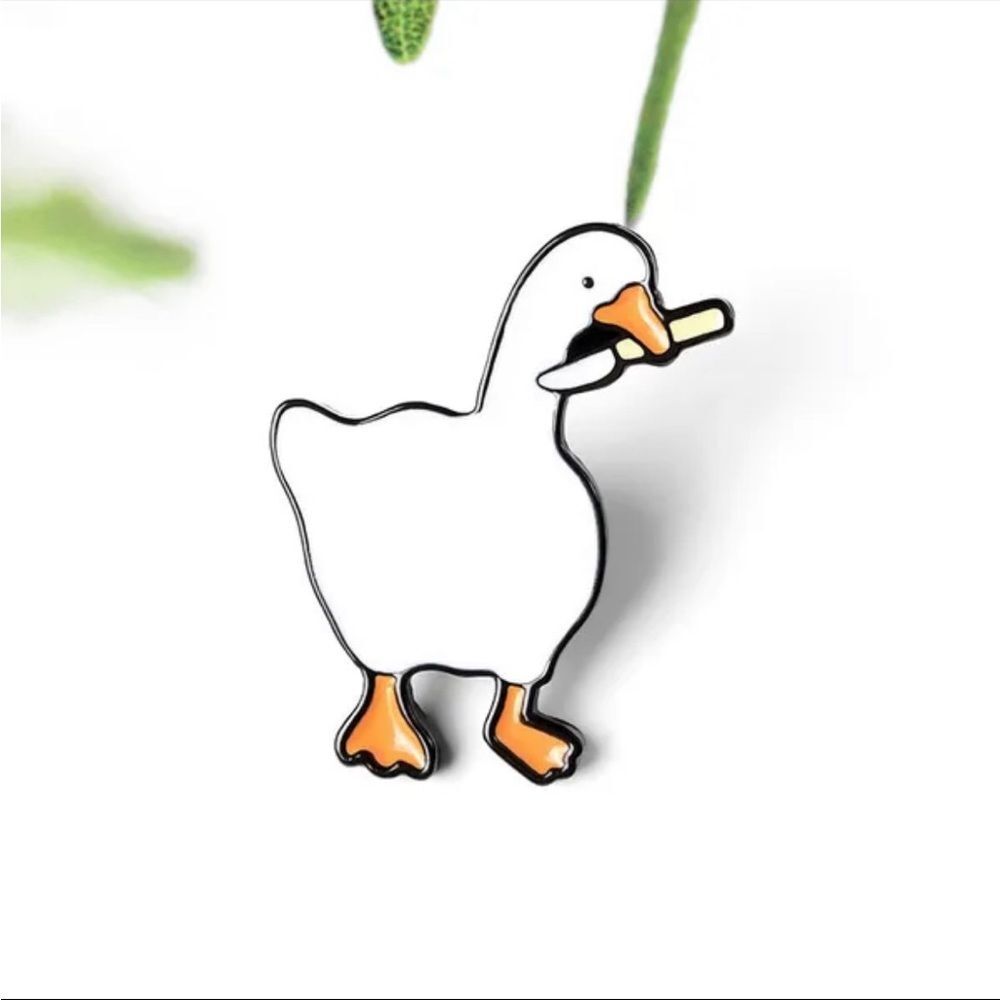 NWT Duck Goose Knife Meme Pin Broach